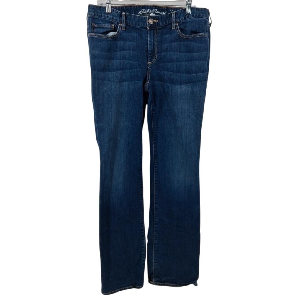 Eddie Bauer Jeans sz14 34x34 Blue Medium Wash Straight Leg Stretch Denim Casual